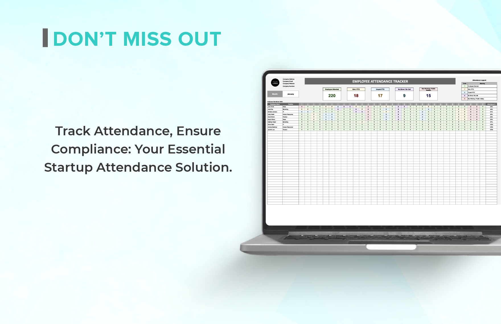 Startup Employee Attendance Tracker Template