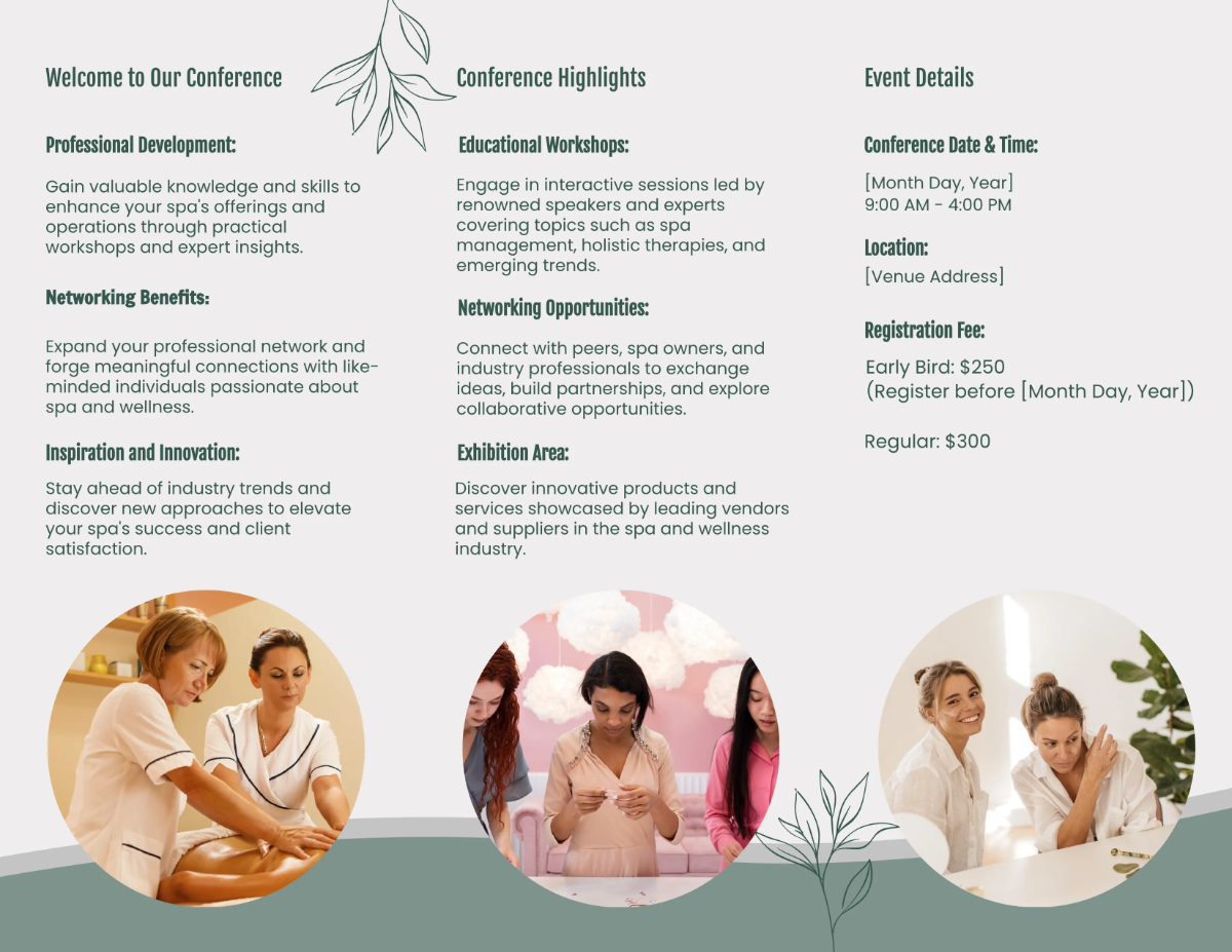 Free Spa Conference Brochure Template to Edit Online