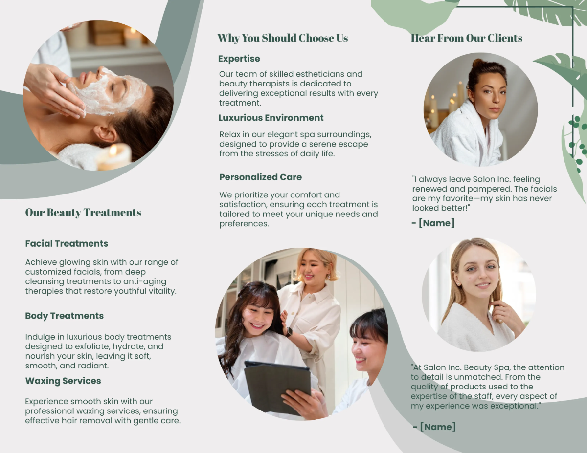 Free Beauty Spa Brochure Template to Edit Online
