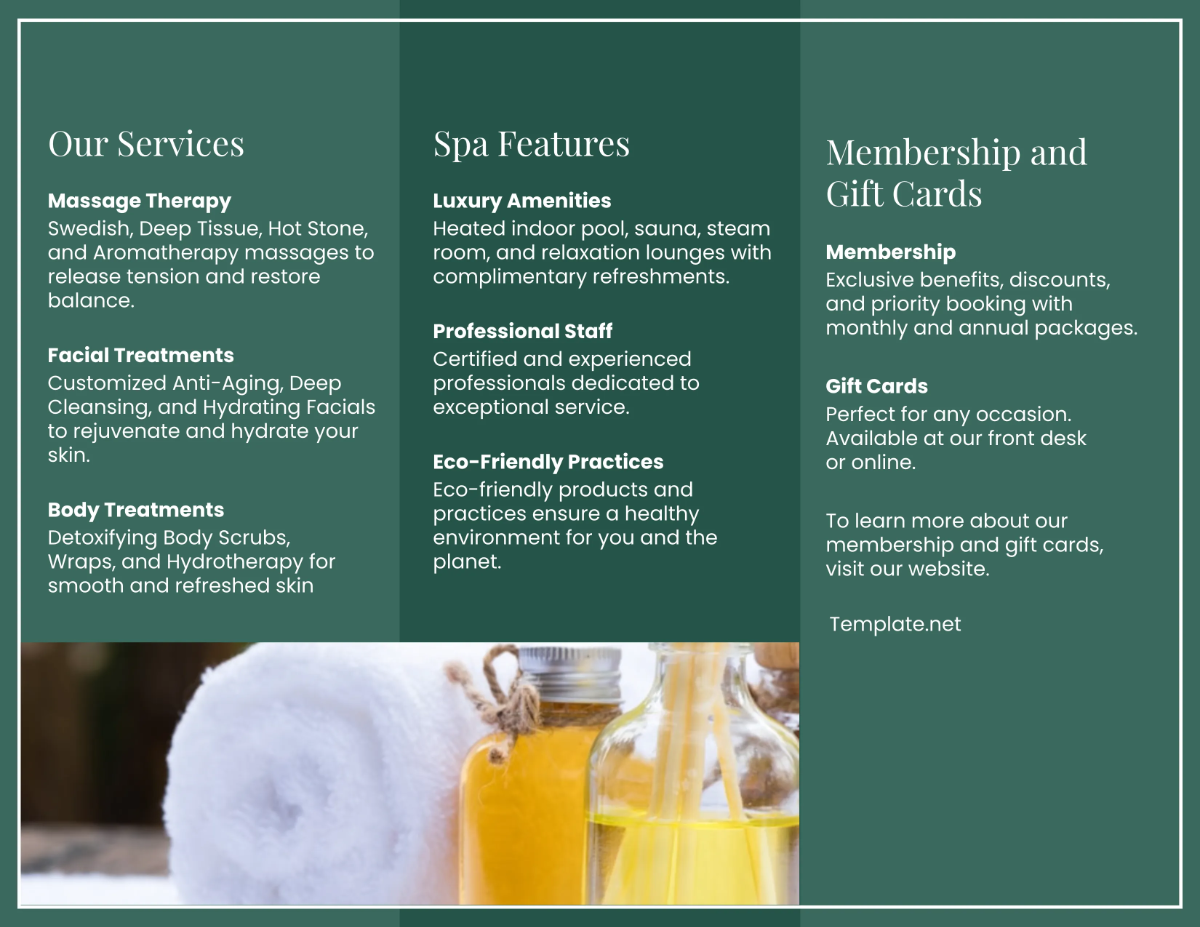 Free Spa Business Brochure Template to Edit Online