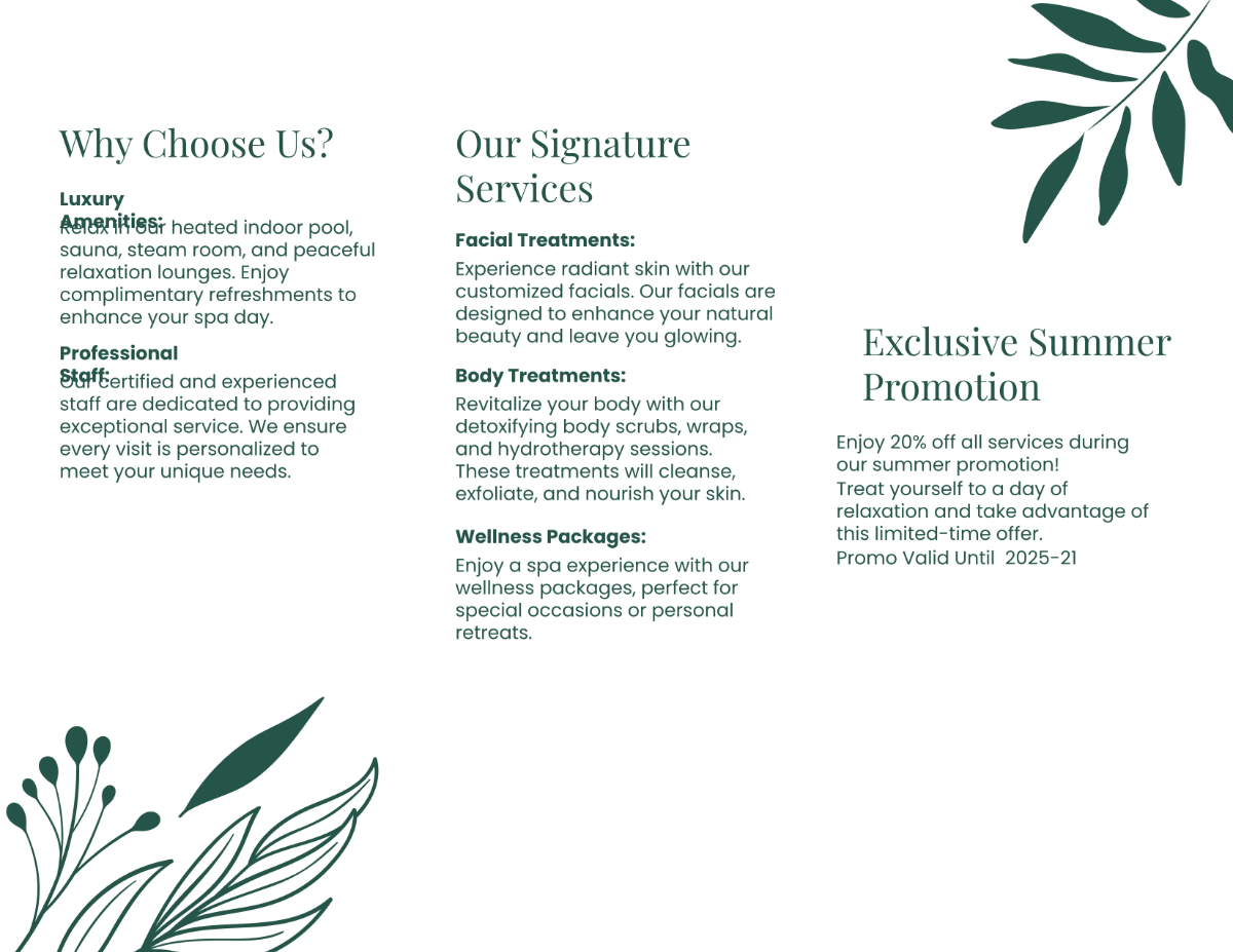 Free Spa Advertising Brochure Template to Edit Online