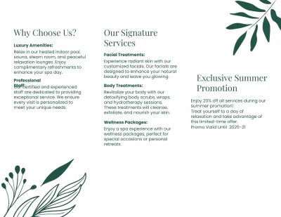 Free Spa Advertising Brochure Template to Edit Online