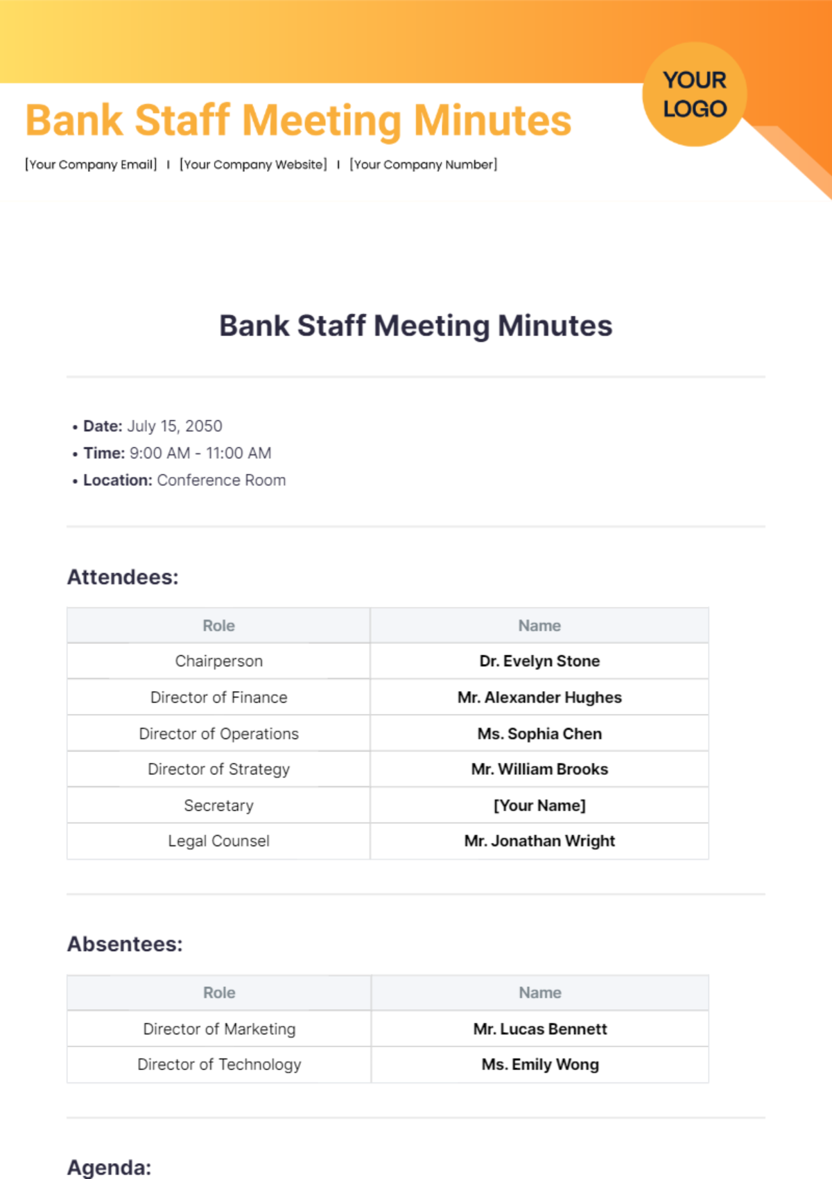 Free Staff Meeting Minutes Templates Editable And Printable