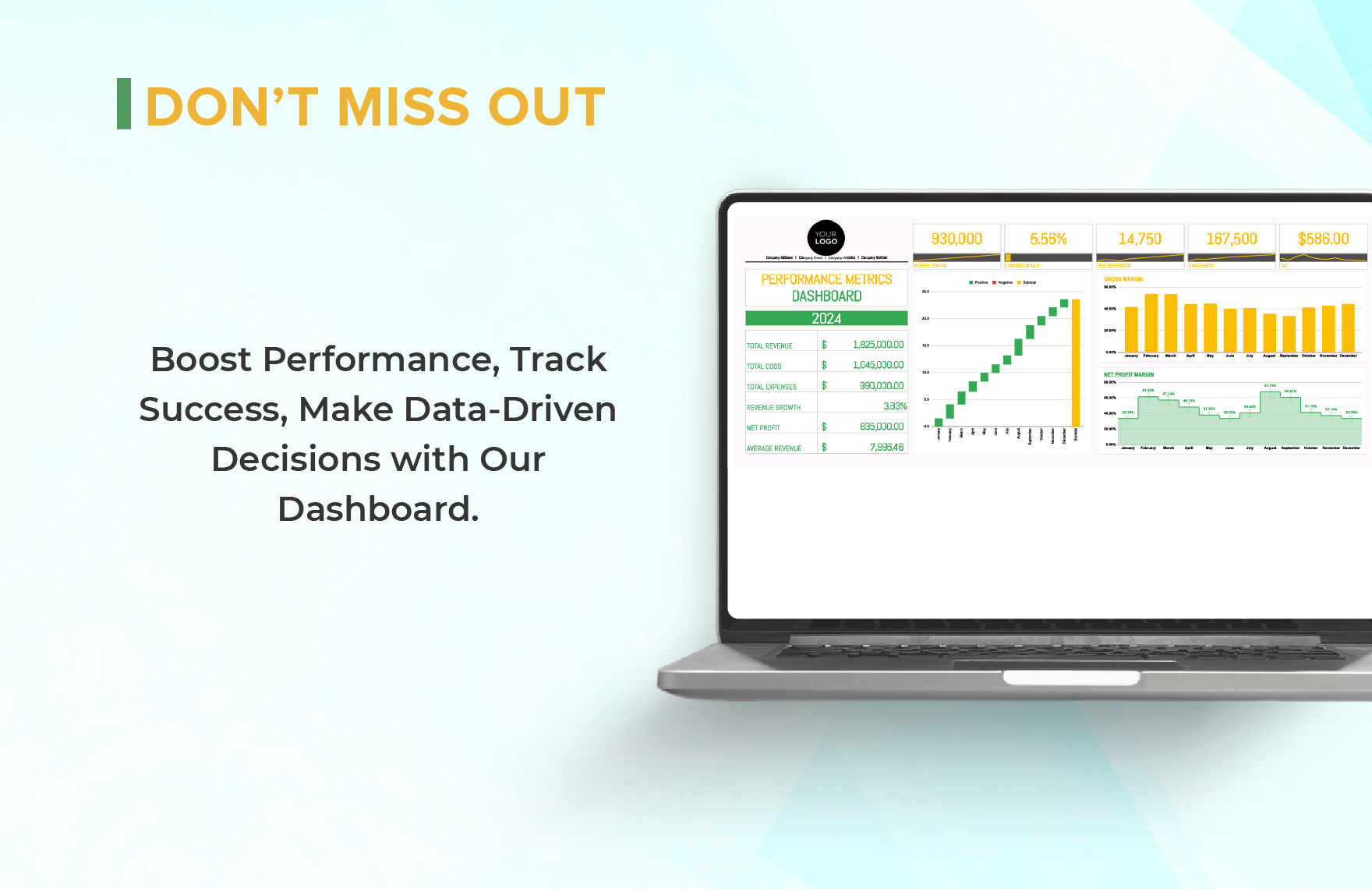 Startup Performance Metrics Dashboard Template