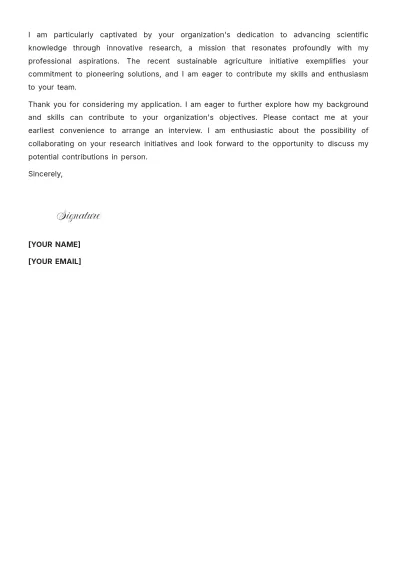 Free Research Support Assistant Cover Letter to Edit Online