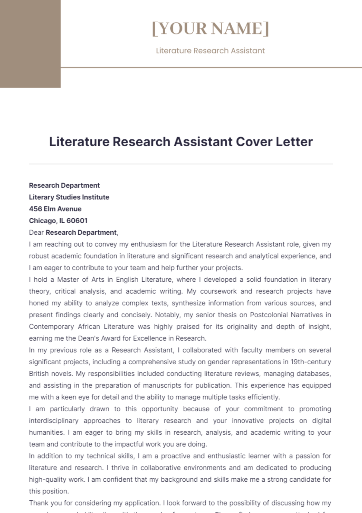 english literature research assistant