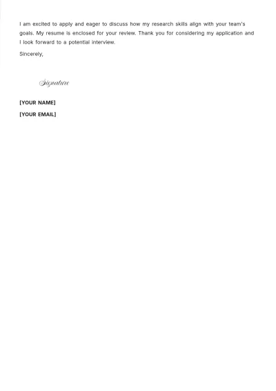 Free Research Technician Cover Letter to Edit Online