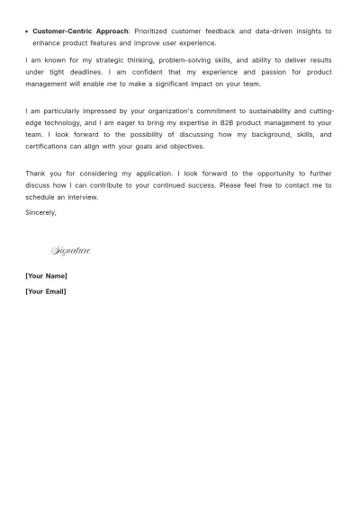Free B2B Product Manager Cover Letter to Edit Online