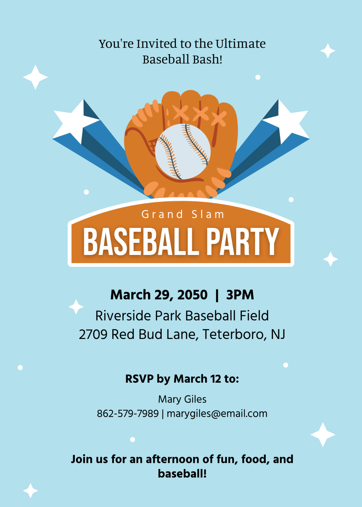 Baseball Party Ticket Invitation