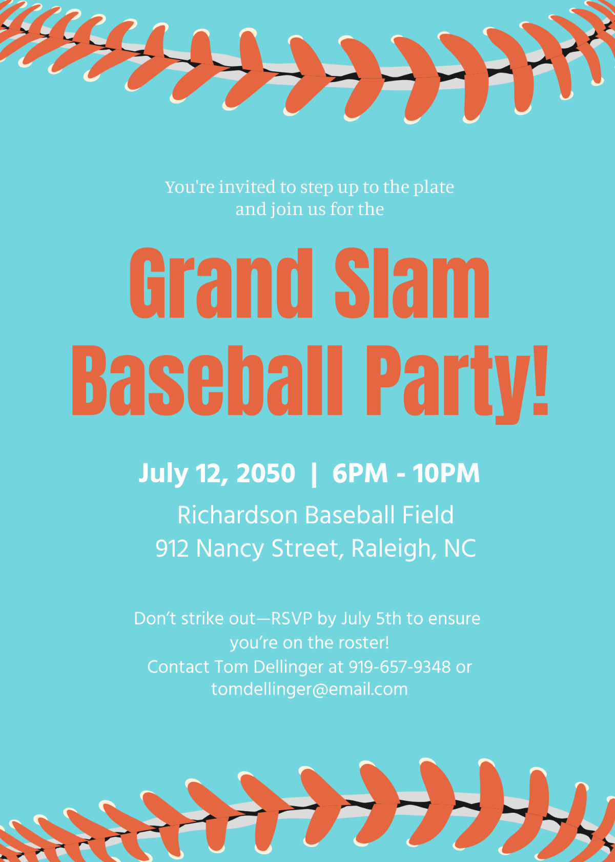 Baseball Theme Party Invitation
