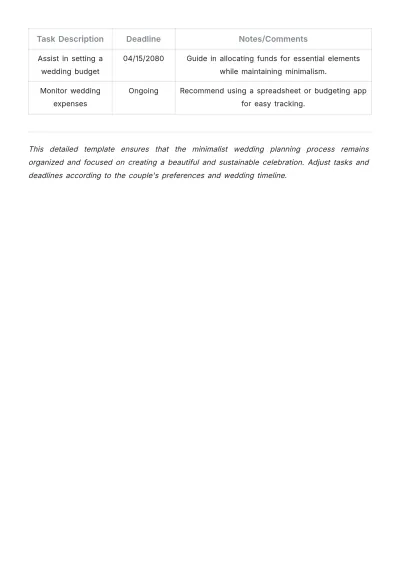 Free Minimalist Wedding To Do List Template to Edit Online