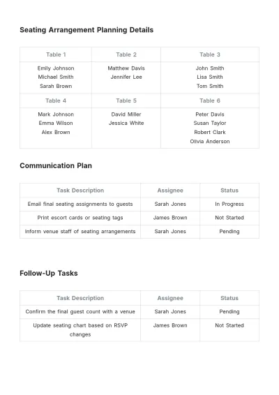 Free Wedding Seating Chart To Do List Template to Edit Online