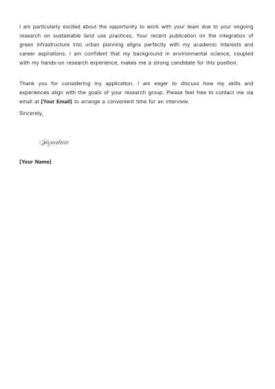 Free Graduate Research Assistant Cover Letter to Edit Online