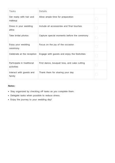 Free Bride To Do List For Wedding Template to Edit Online