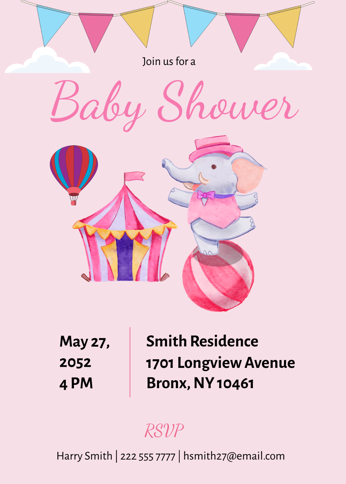Circus Baby Shower Invitation