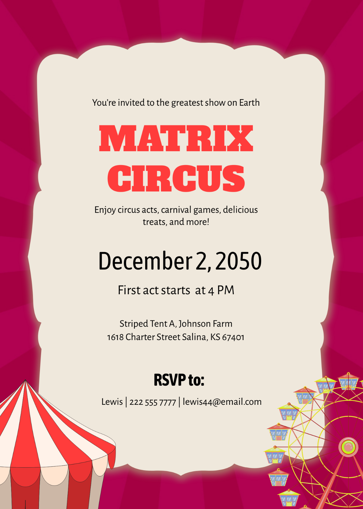 Circus Carnival Party Invitation