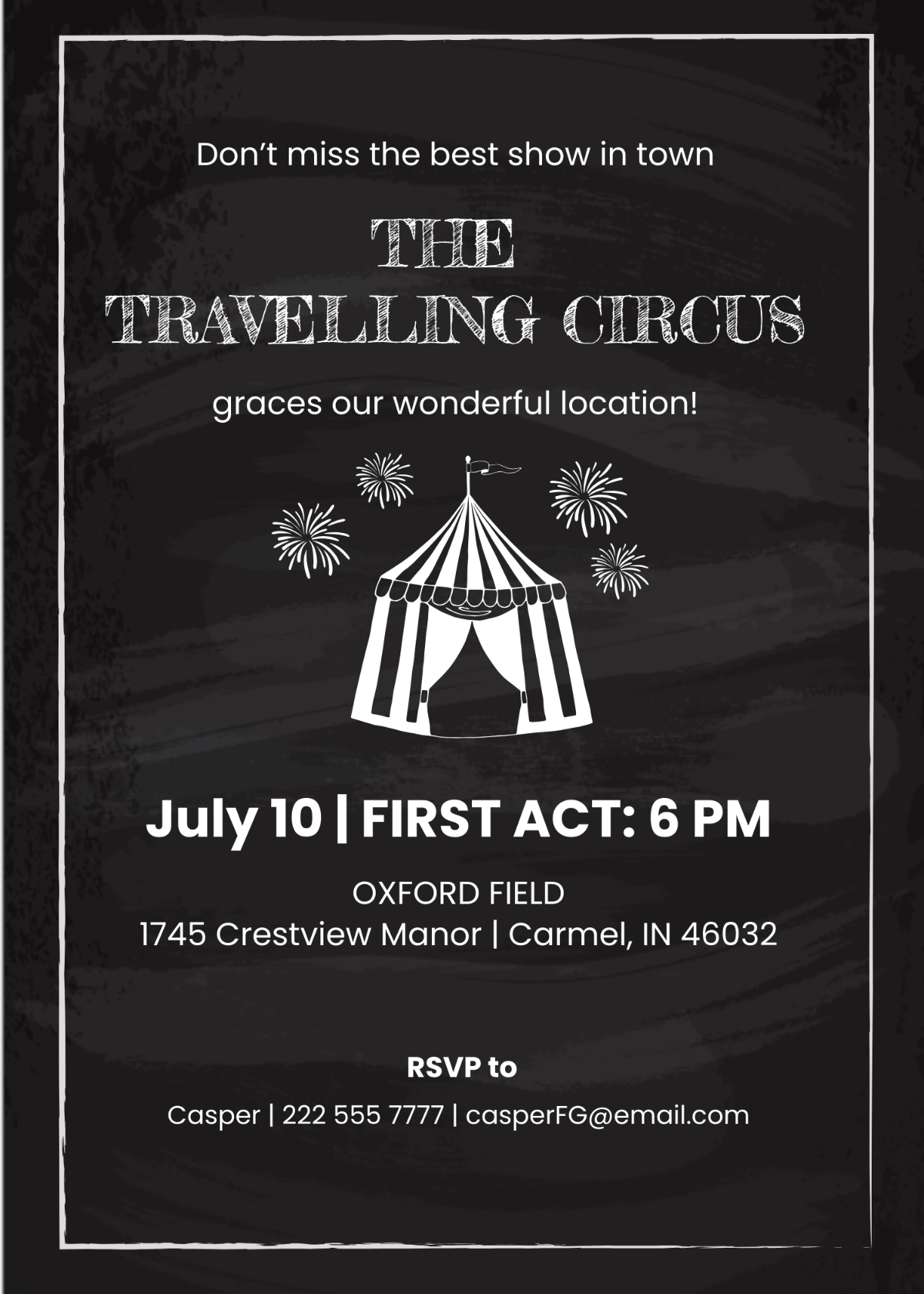 Chalkboard Circus Party Invitation