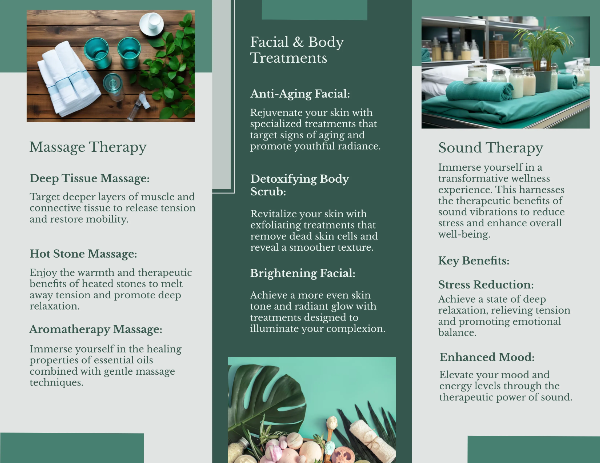Free Spa Treatment Brochure Template to Edit Online