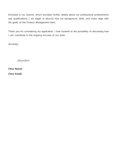 Free Software Product Manager Cover Letter to Edit Online
