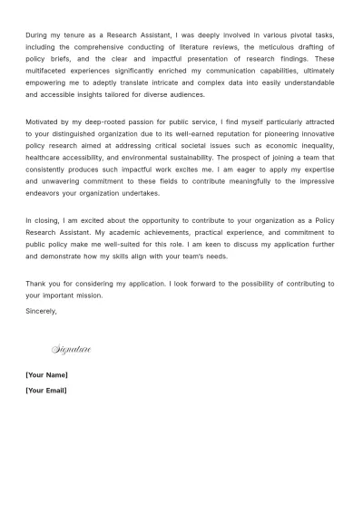 Free Policy Research Assistant Cover Letter to Edit Online