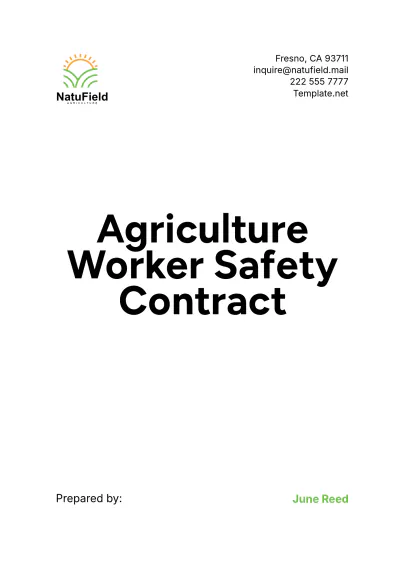 Free Agriculture Worker Safety Contract Template to Edit Online