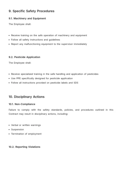 Free Agriculture Worker Safety Contract Template to Edit Online