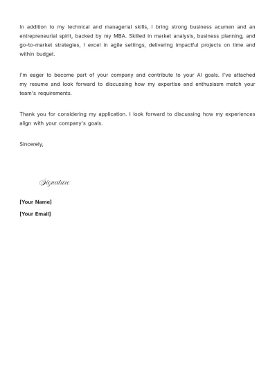 Free AI Product Manager Cover Letter to Edit Online