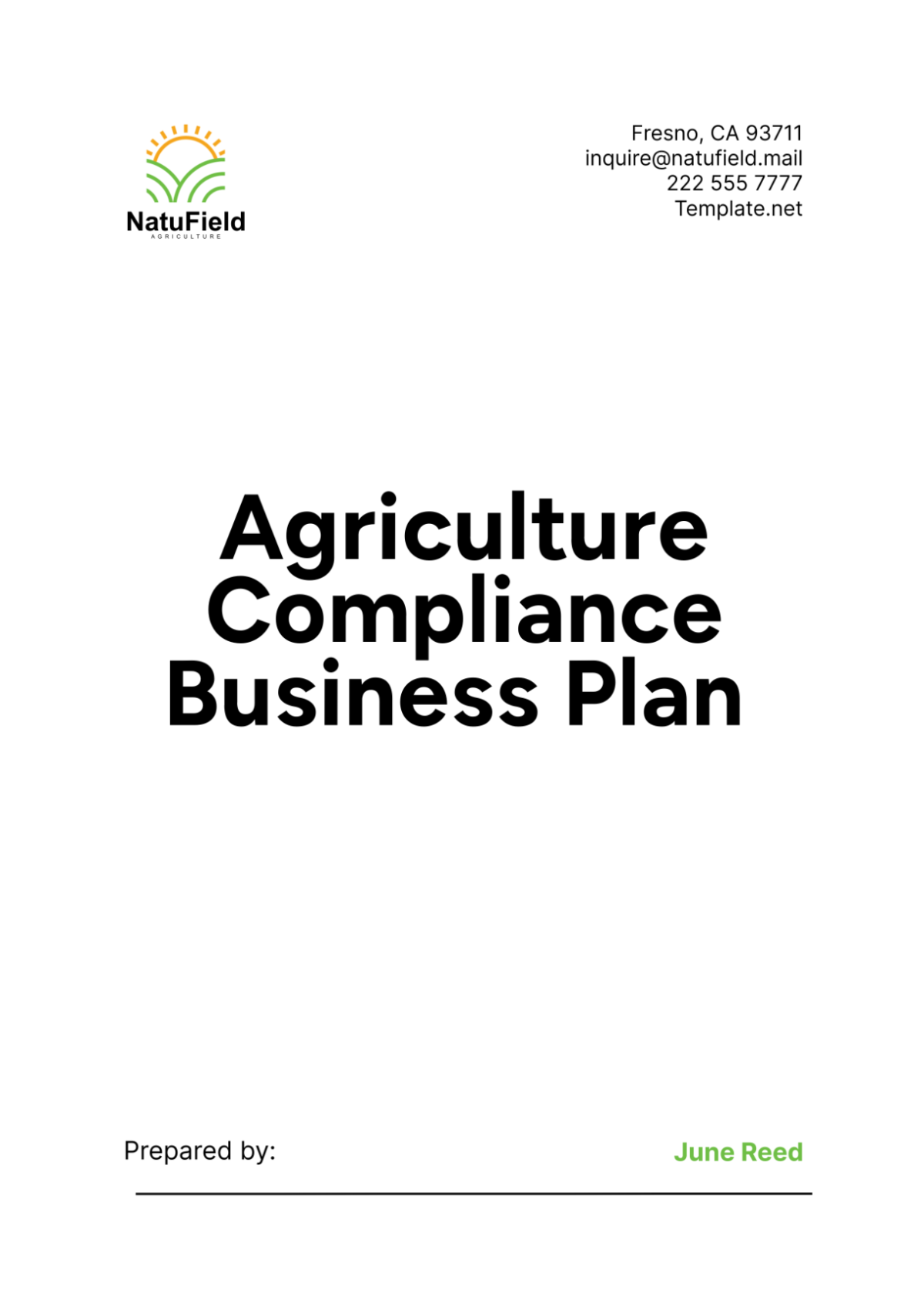 Agriculture Compliance Business Plan Template - Edit Online & Download