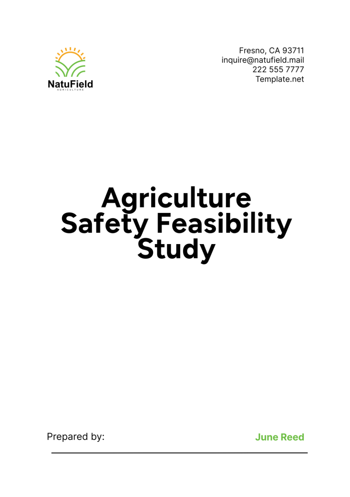 Agriculture Safety Feasibility Study Template - Edit Online & Download