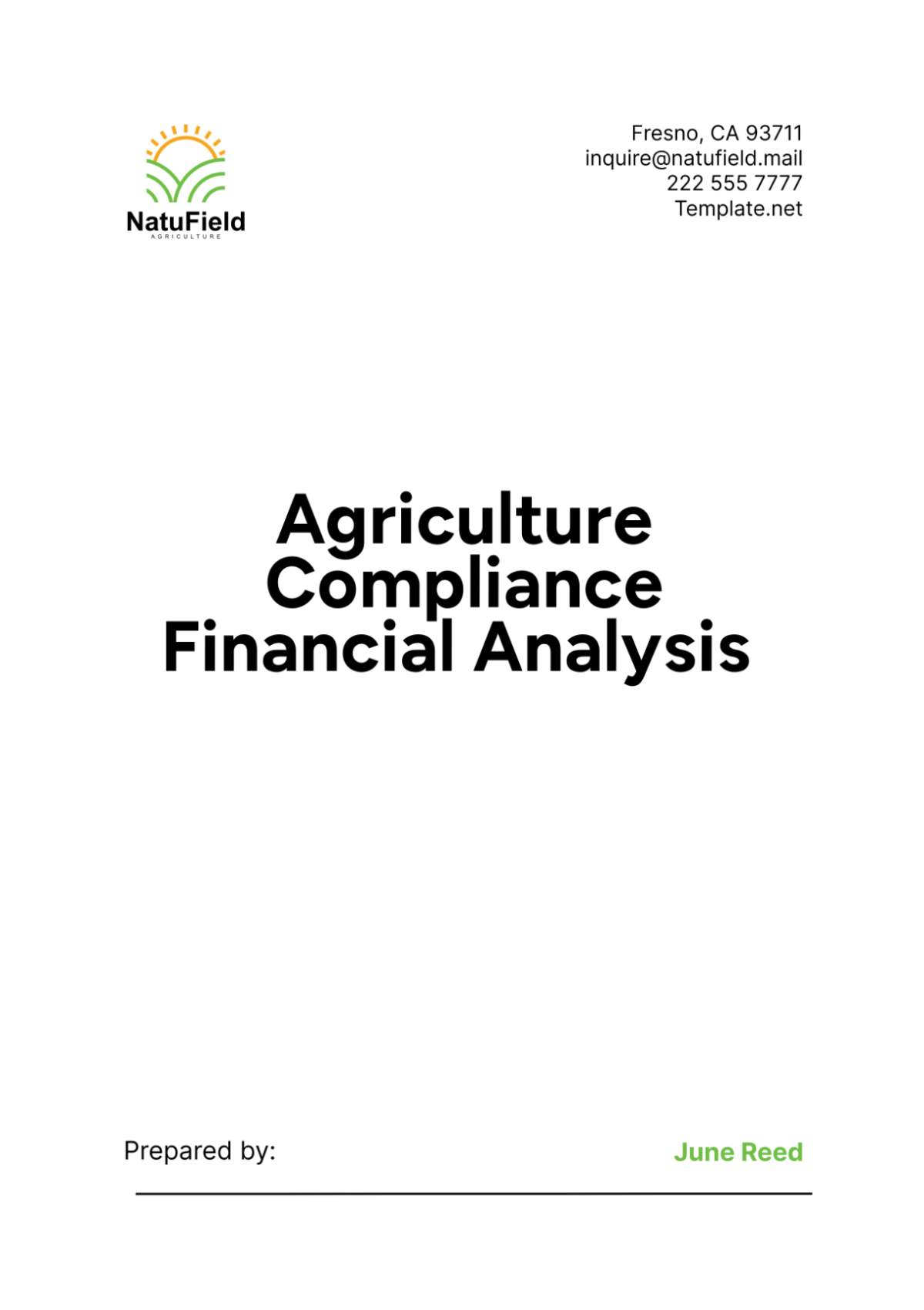 Agriculture Compliance Financial Analysis Template - Edit Online & Download