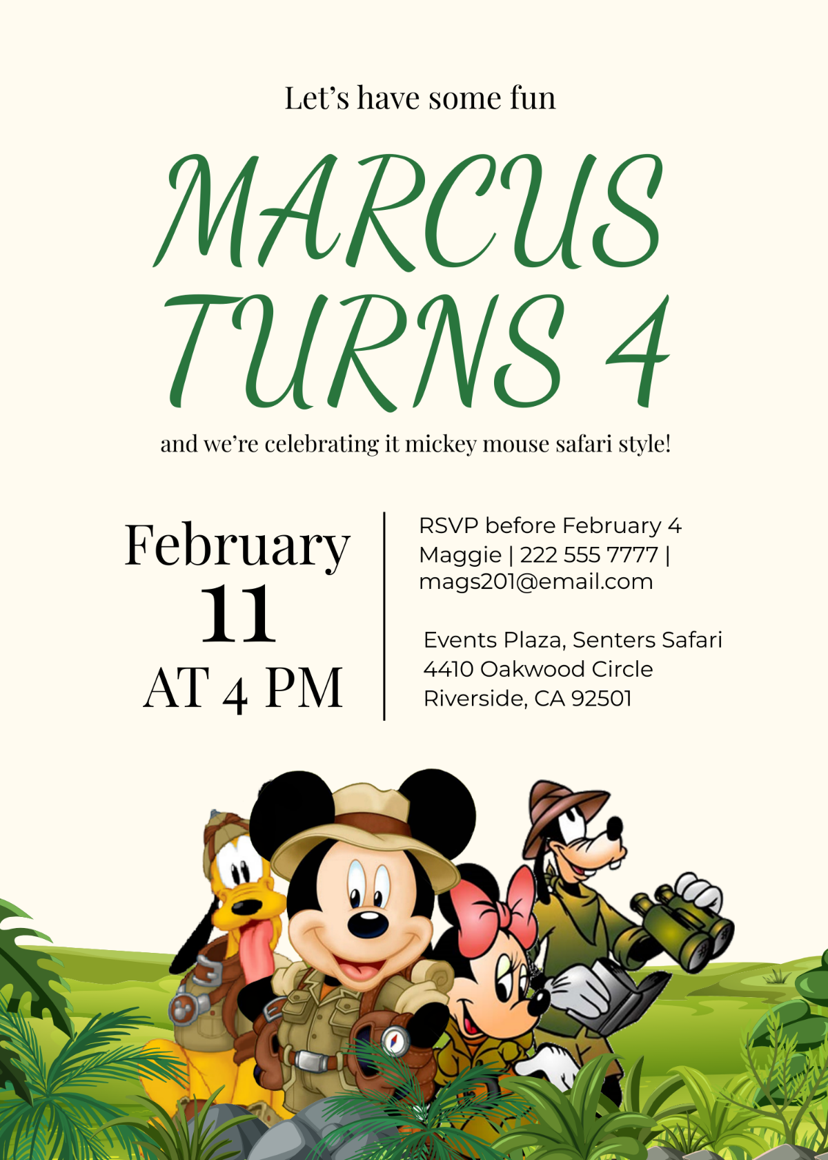 Mickey Mouse Safari Invitation Template