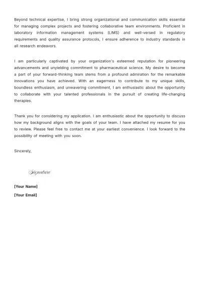 Free Pharmaceutical Research Assistant Cover Letter to Edit Online