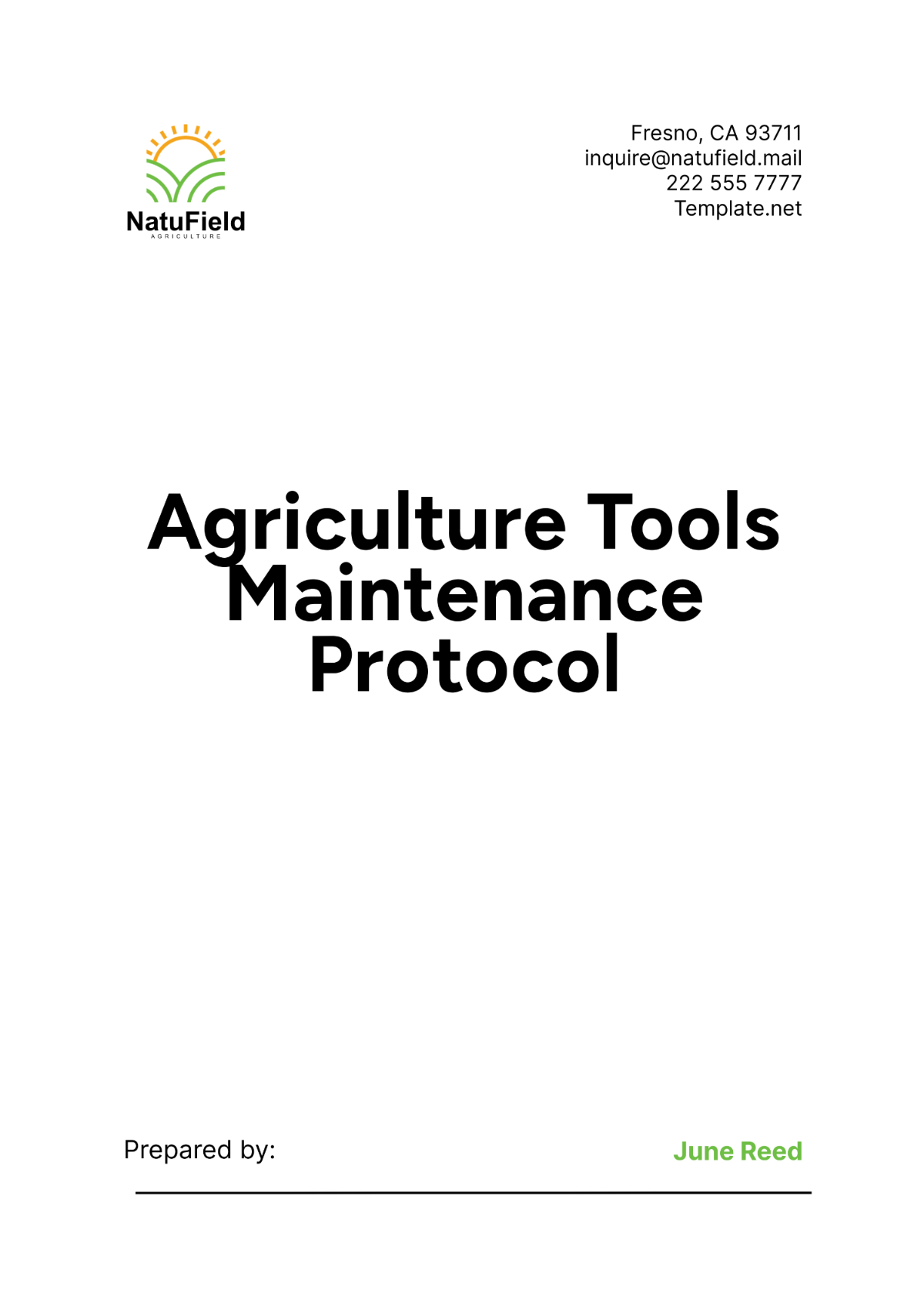 Agriculture Tools Maintenance Protocol Template