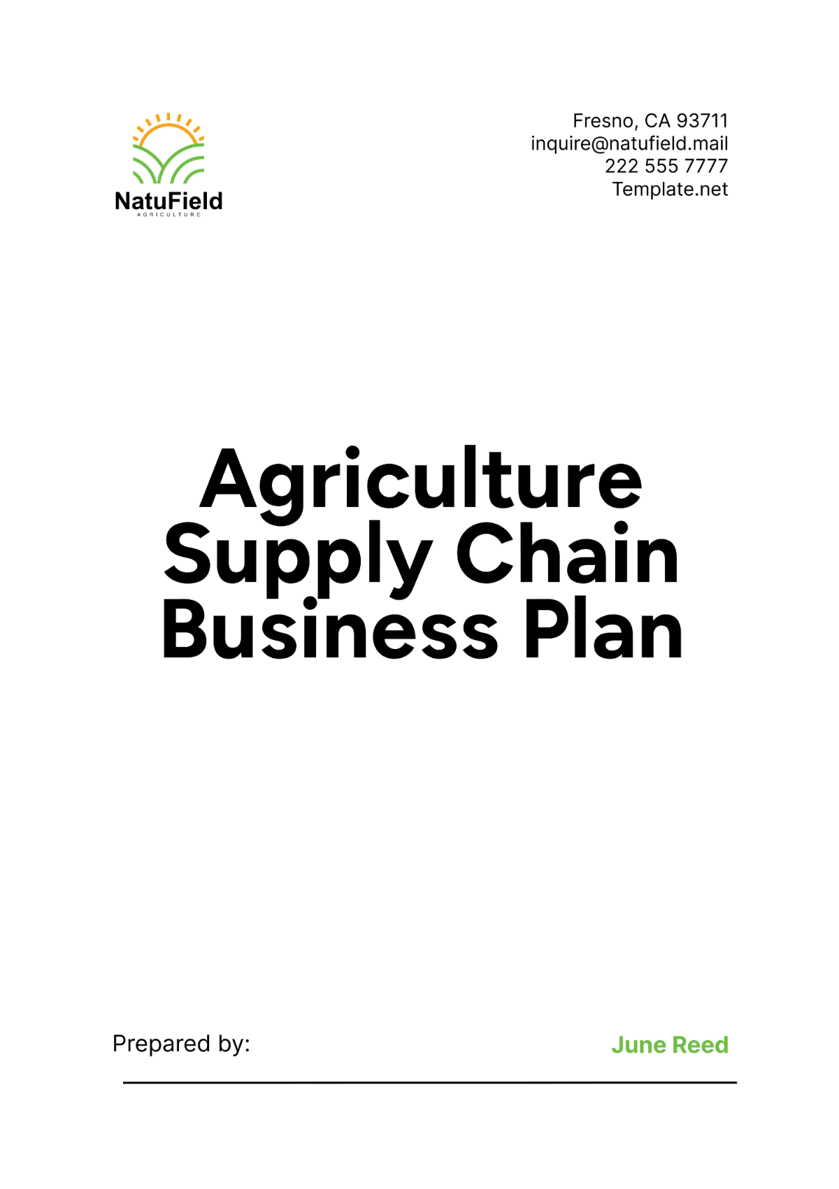 Agriculture Supply Chain Business Plan Template - Edit Online & Download