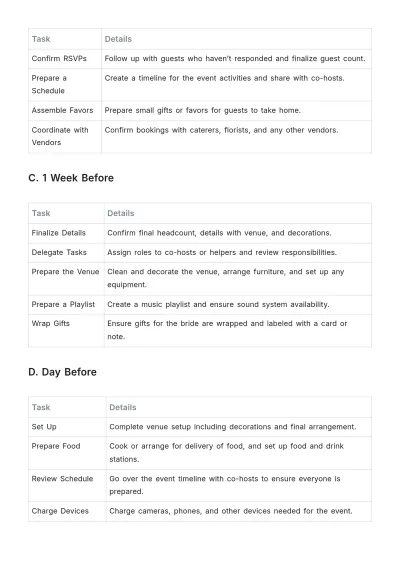 Free Bridal Shower To Do List Template to Edit Online