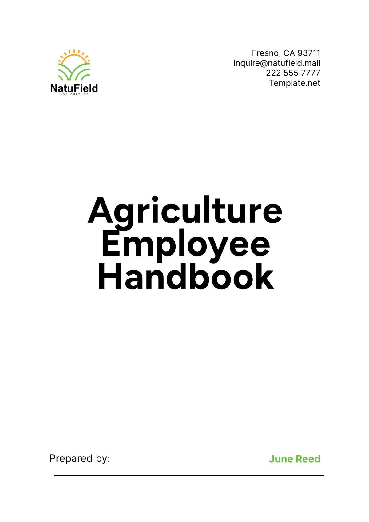 Agriculture Employee Handbook Template - Edit Online & Download