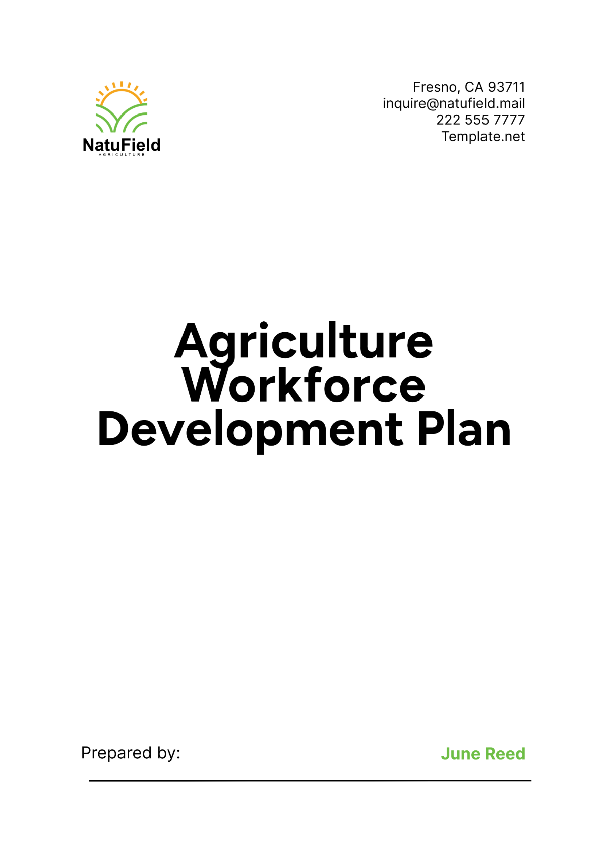 Agriculture Workforce Development Plan Template