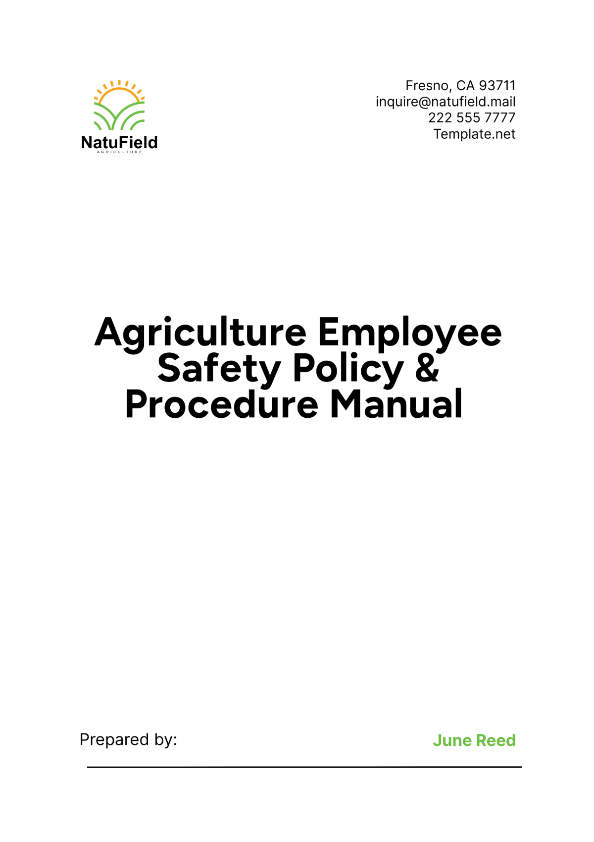 Agriculture Employee Safety Policy & Procedure Manual Template