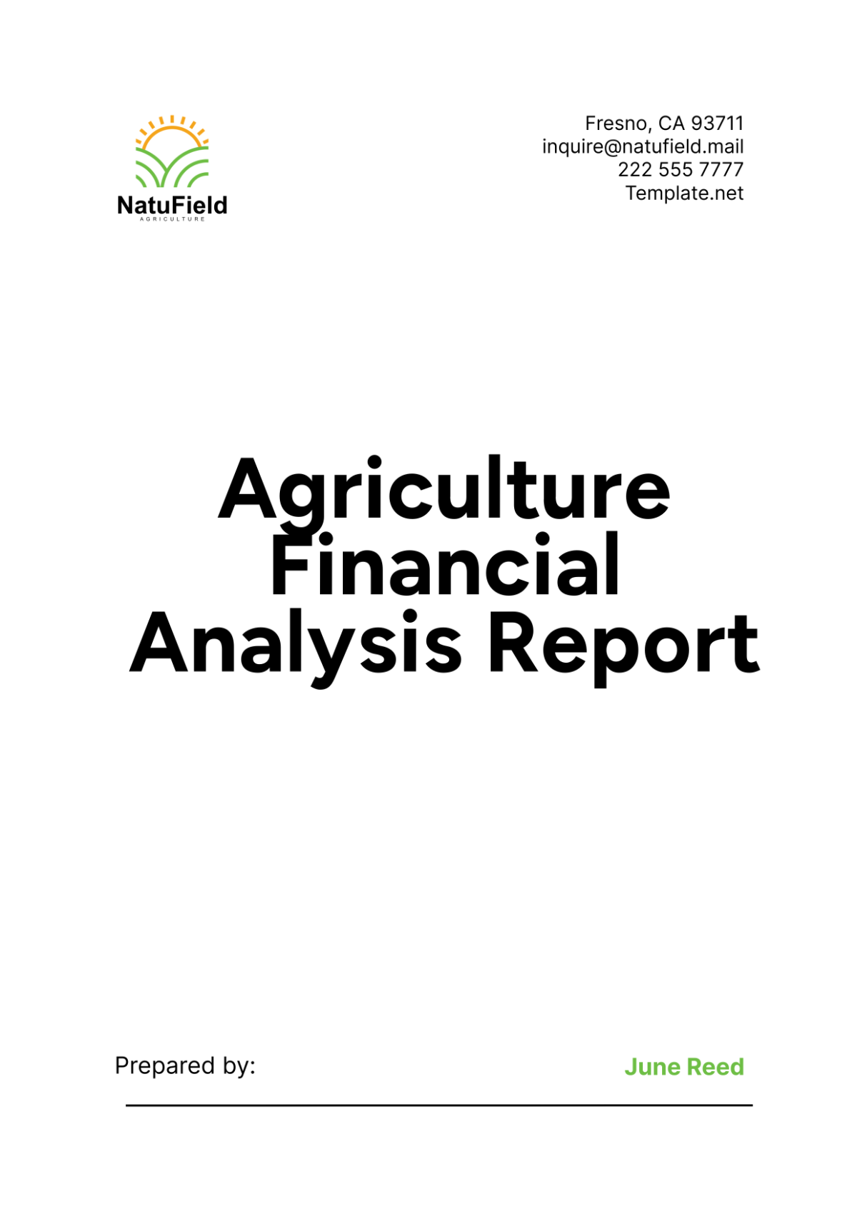 Agriculture Financial Analysis Report Template - Edit Online & Download