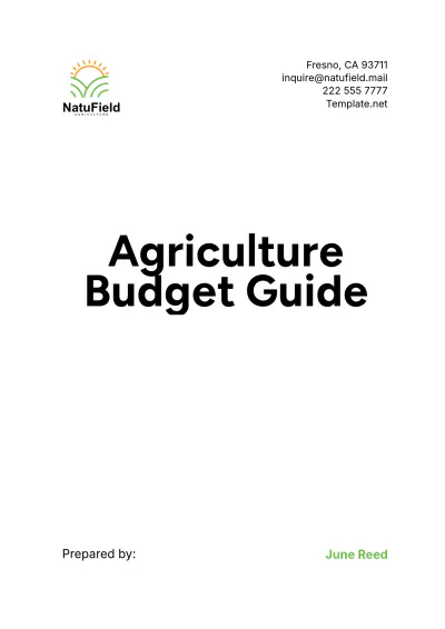 Free Agriculture Budget Guide Template to Edit Online