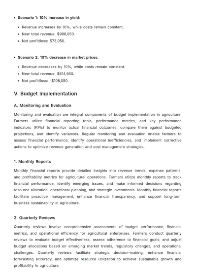 Free Agriculture Budget Guide Template to Edit Online