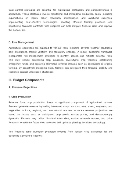 Free Agriculture Budget Guide Template to Edit Online