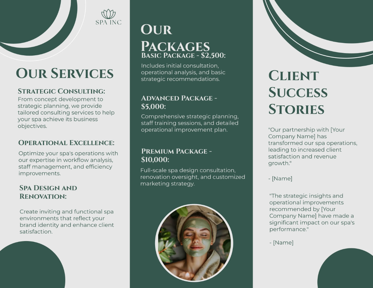Free Spa Consultant Brochure Template to Edit Online
