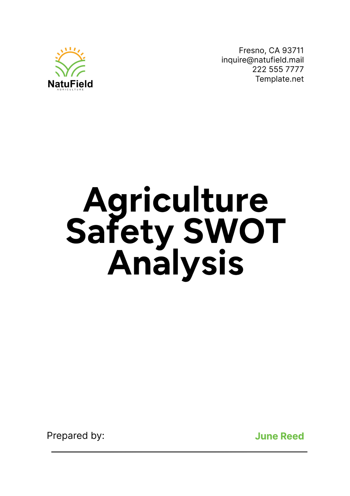 Agriculture Safety SWOT Analysis Template