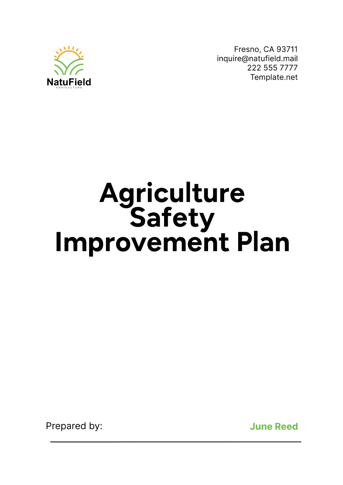 Agriculture Safety Improvement Plan Template