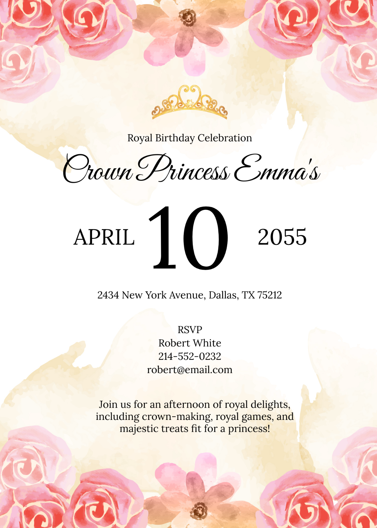 Crown Princess Birthday Invitation