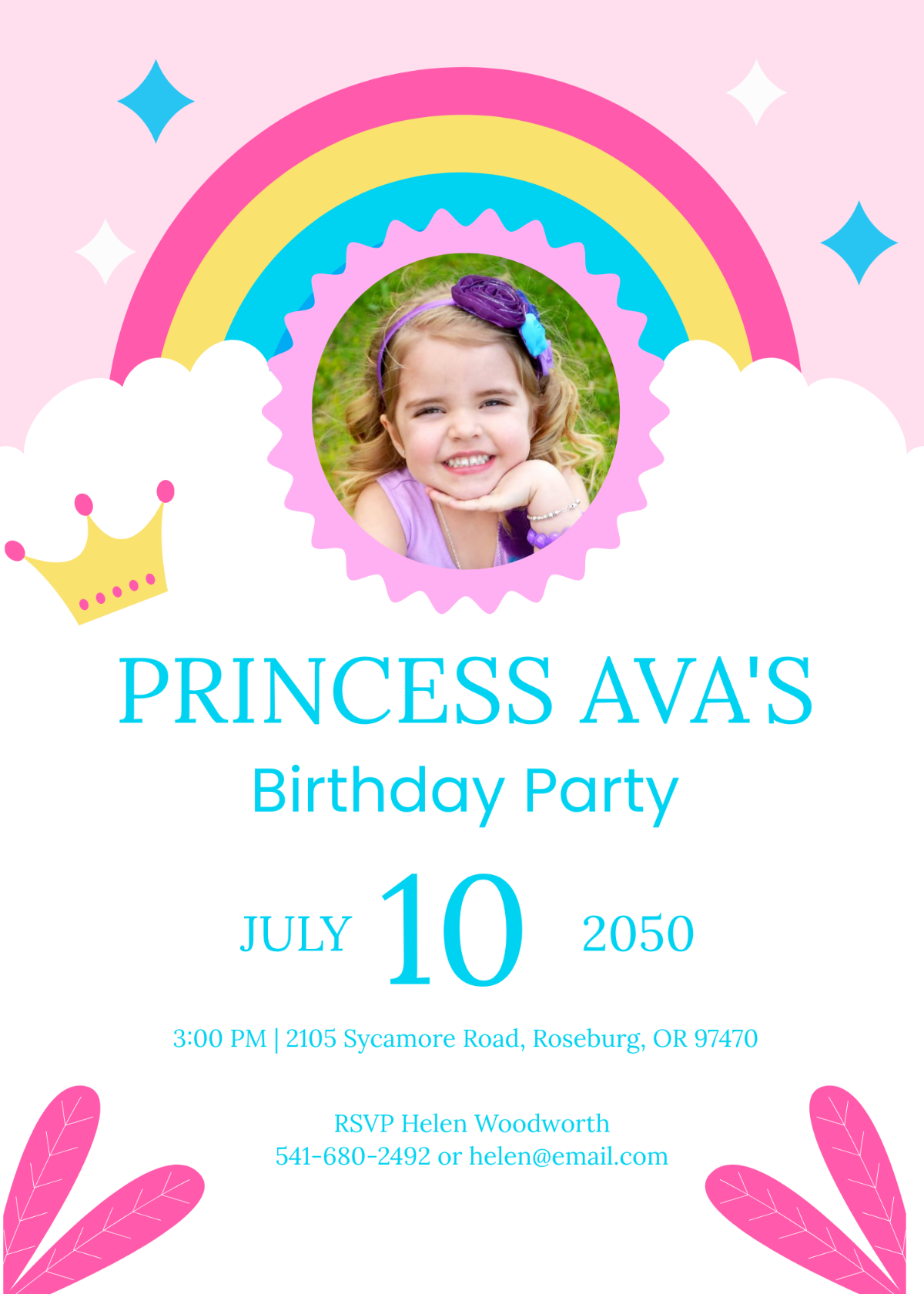 Kids Princess Birthday Invitation