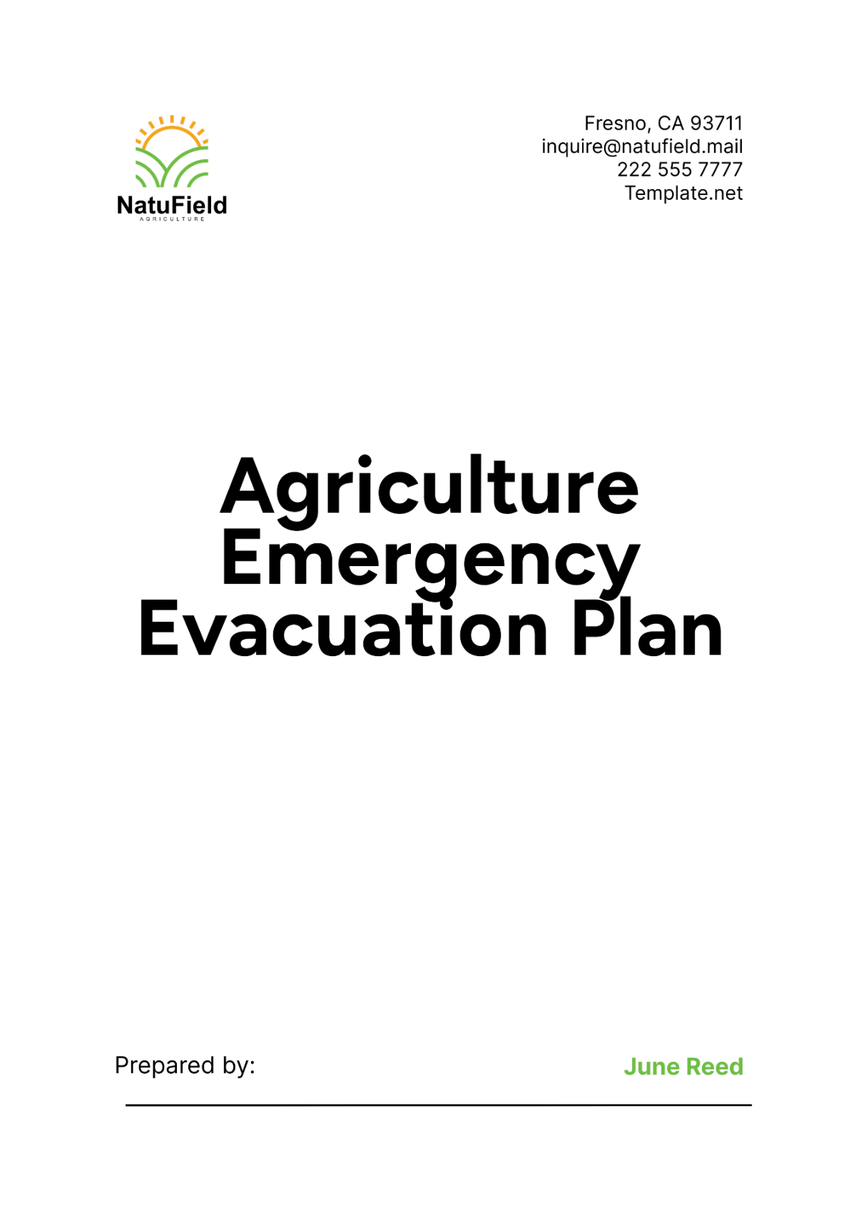 Agriculture Emergency Evacuation Plan Template