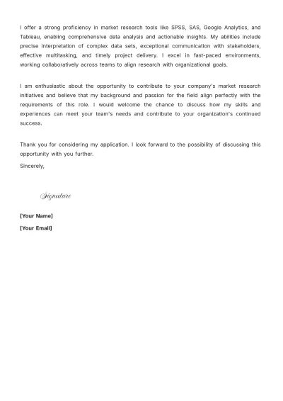 Free Market Research Assistant Cover Letter to Edit Online