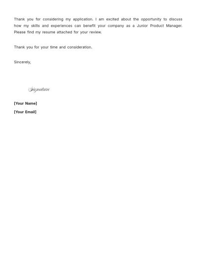 Free Junior Product Manager Cover Letter to Edit Online